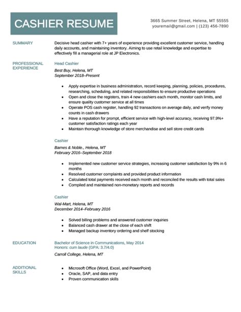 vault cashier resume examples|Cashier Resume Examples (+ Job Description & Skills).